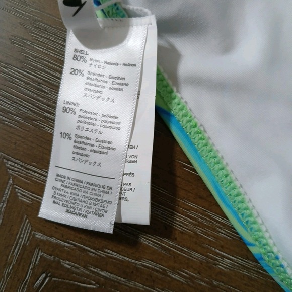 NWT Kamoni Bikini Green Floral Print Scoop Neck Bowknot Front   Sz L - Picture 13 of 14